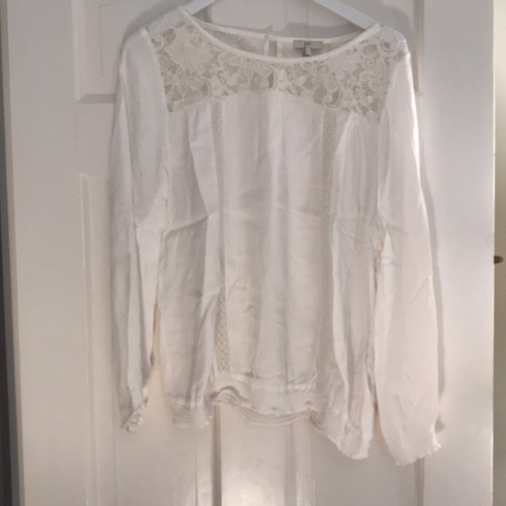 Joie white top with lace detail